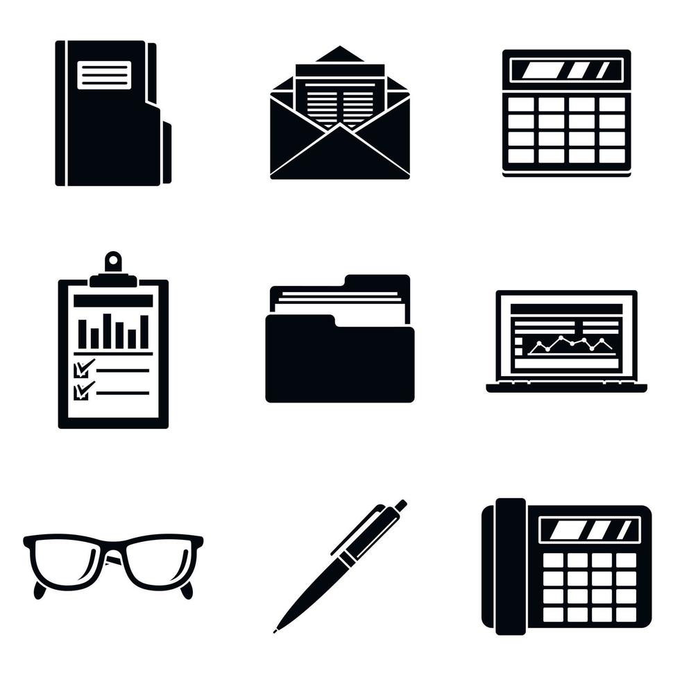 Accounting day icon set, simple style vector