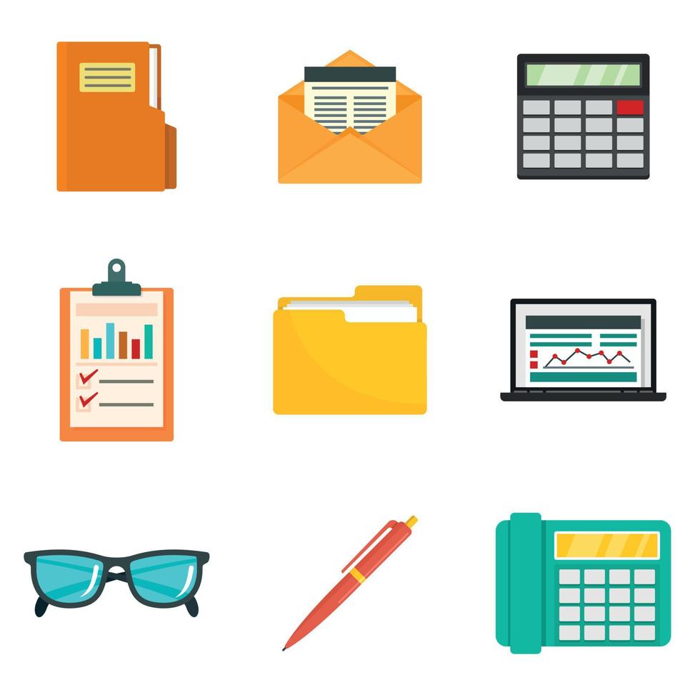 Accounting icon set, flat style vector