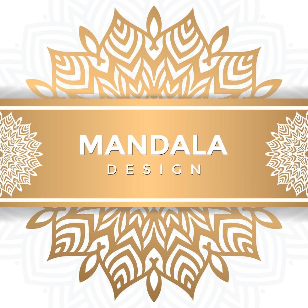 Luxury mandala design Wedding invitation ornamental vector in gold color.