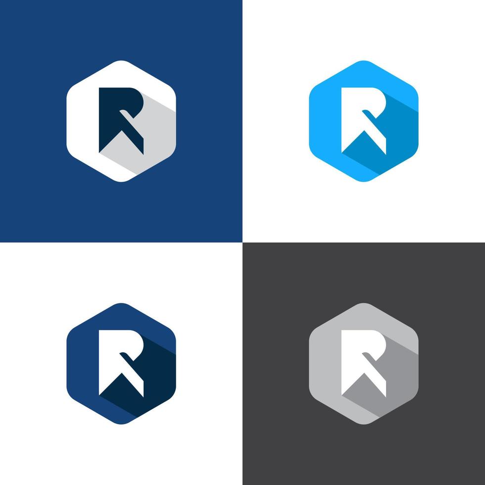 elementos de plantilla de vector de icono de logotipo de letra r, moderno, corporativo, moderno, único, forma de polígono