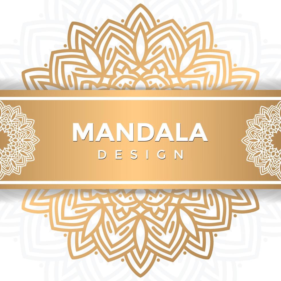 Luxury mandala design gold color Wedding invitation Premium Vector