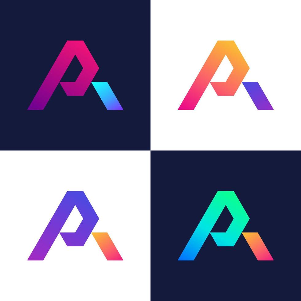 PA Letter Logo design, Modern P A font colorful gradient vector template icon.