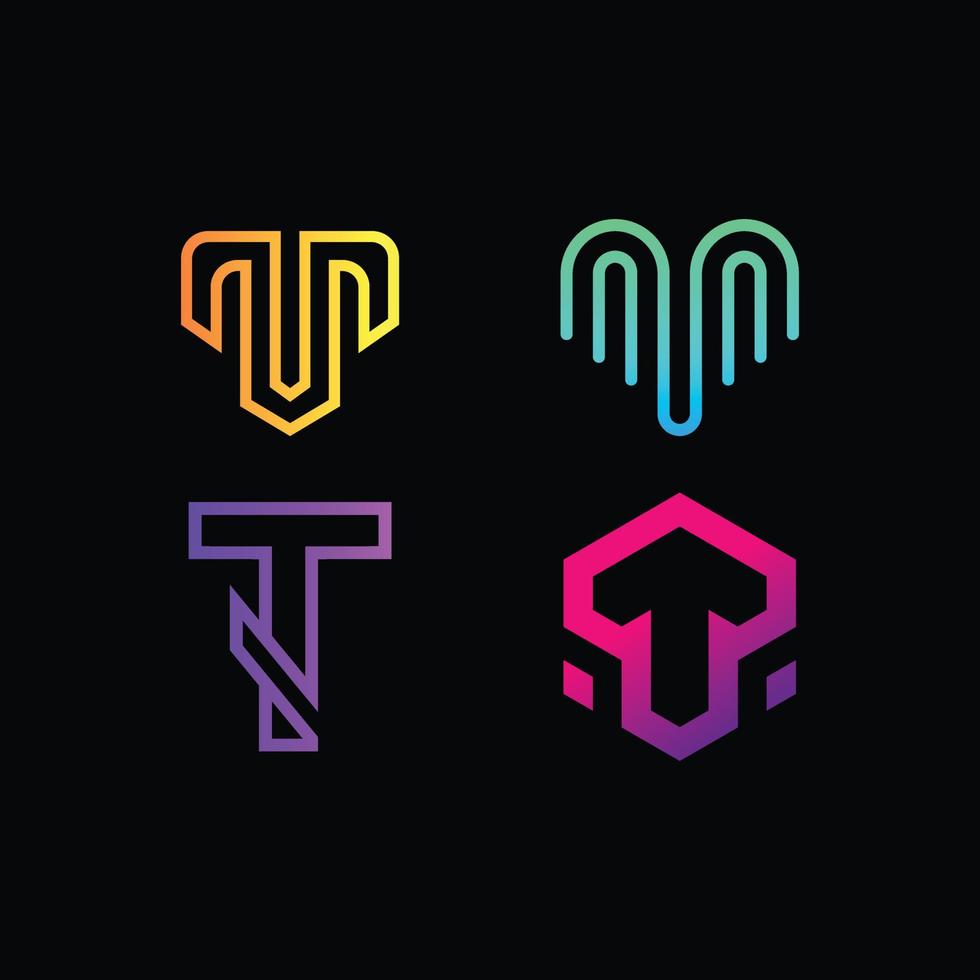 logotipo de letra t conjunto moderno creativo único negocio corporativo logotipo de letra t vector