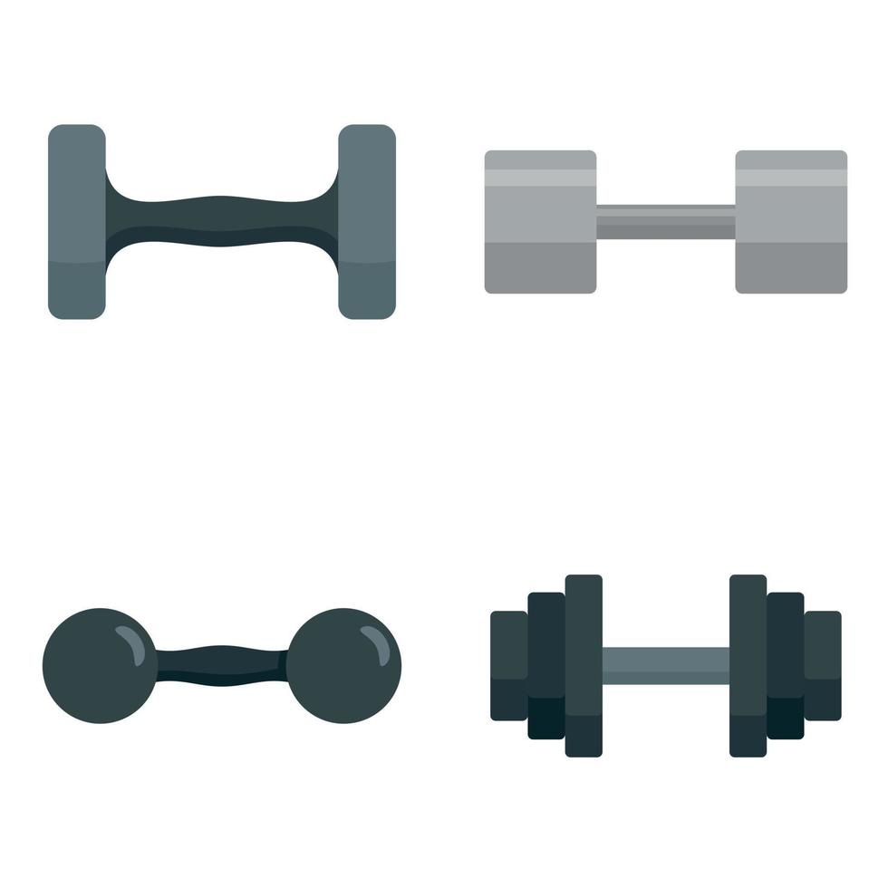 Dumbell icon set, flat style vector