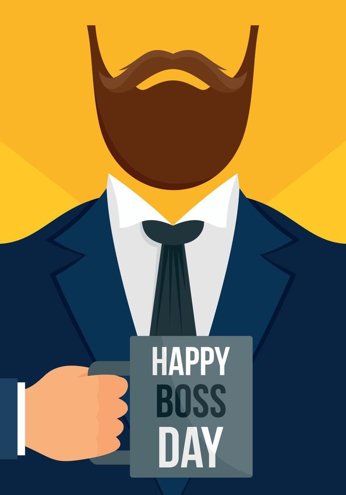 Boss day vertical banner, flat style vector