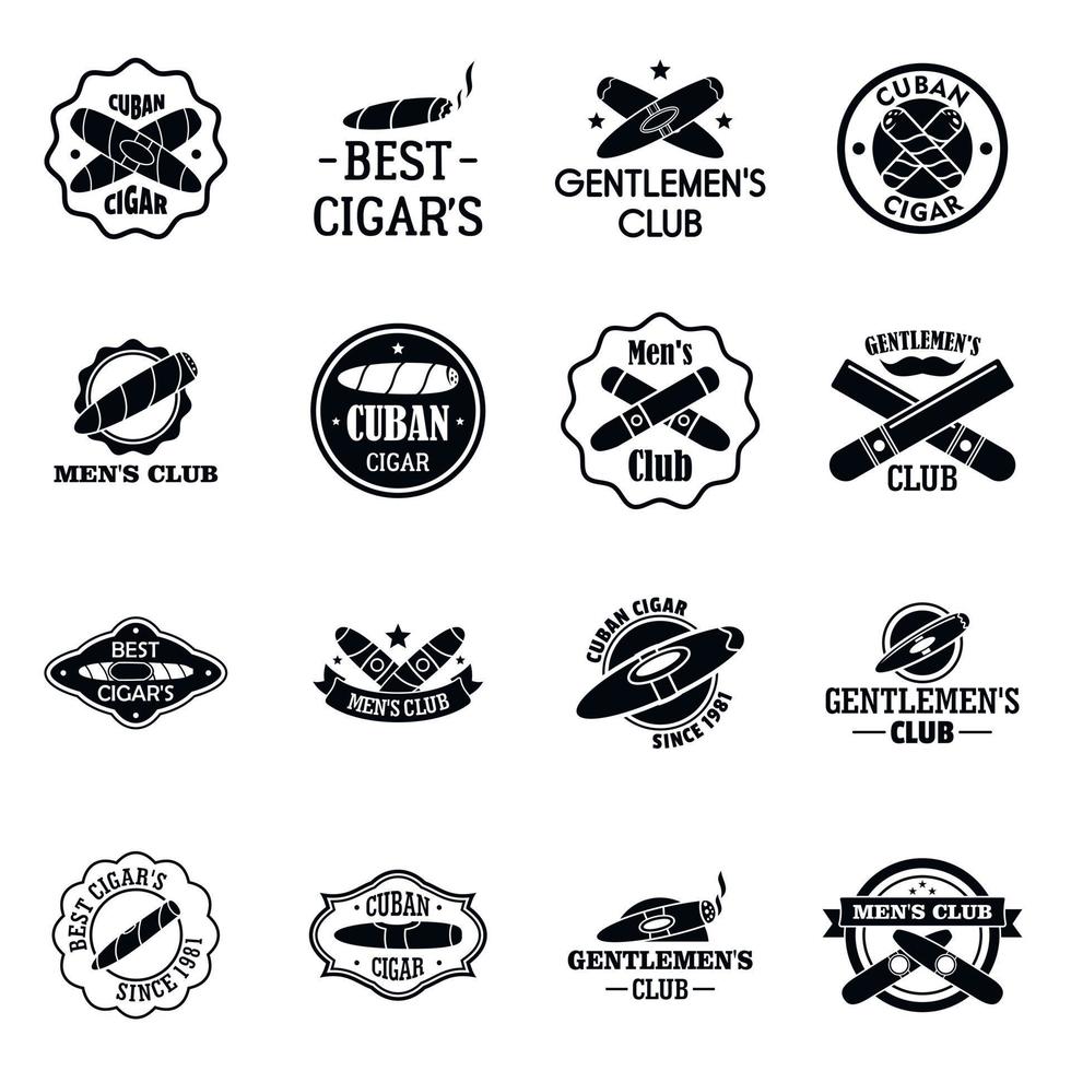 Cigar logo set, simple style vector