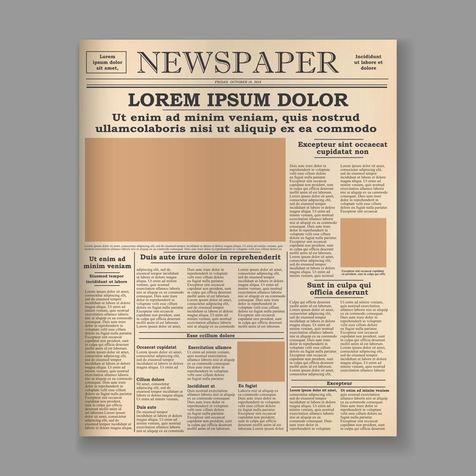 old newspaper front page vector