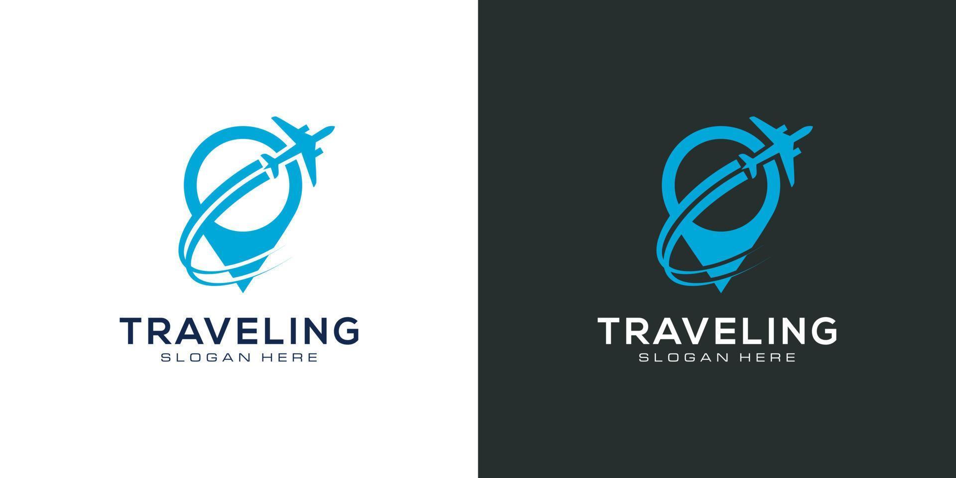 travel logo with pin shape concept illustration logo vector