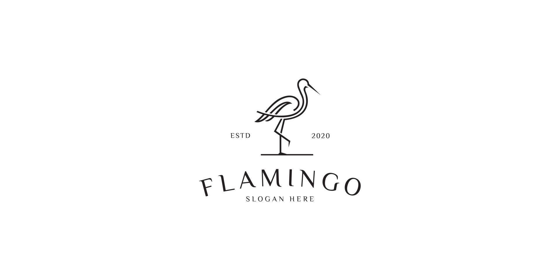 flamingo animal line logo vector