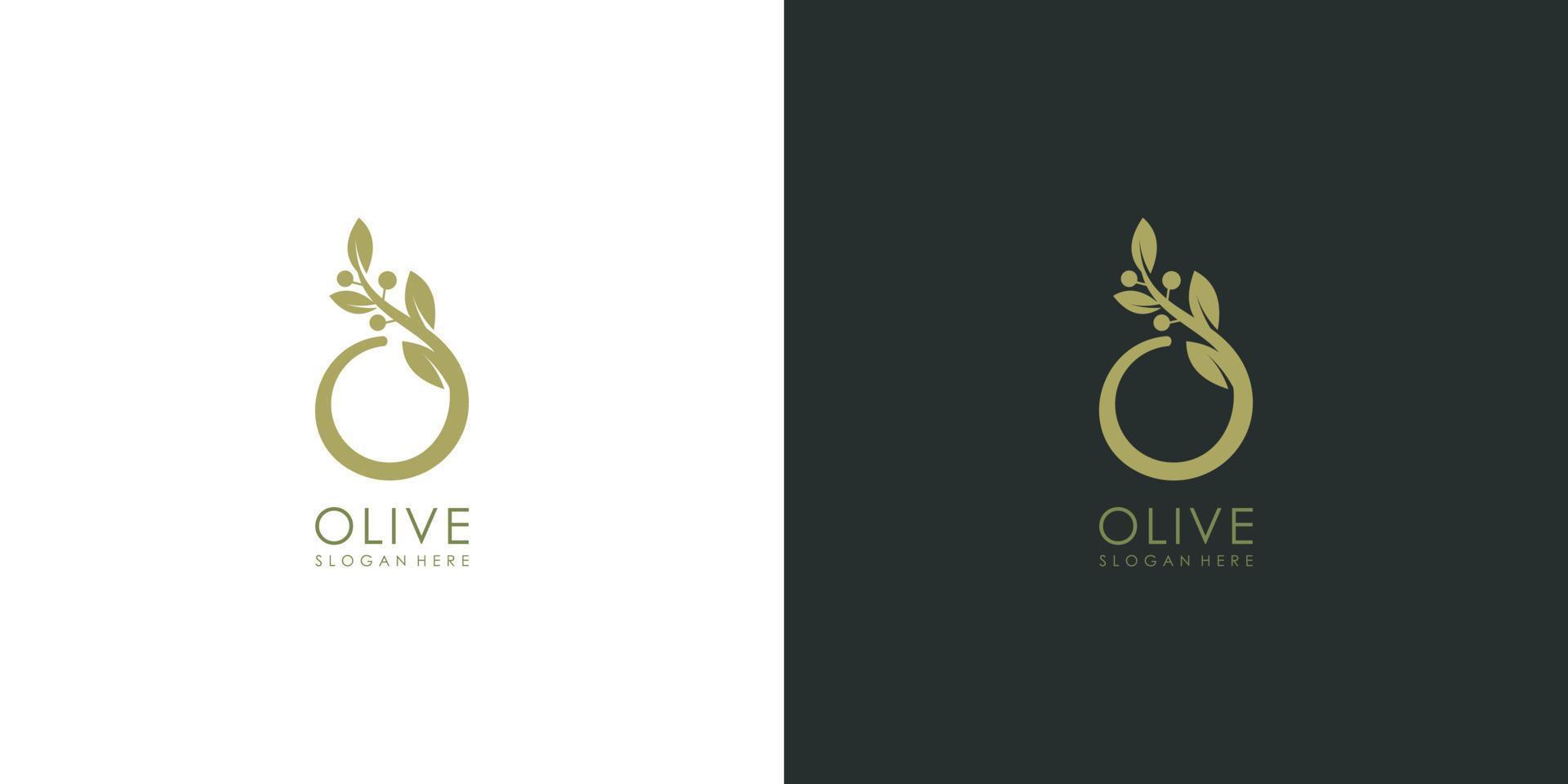 premium de diseño de vector de logotipo de oliva