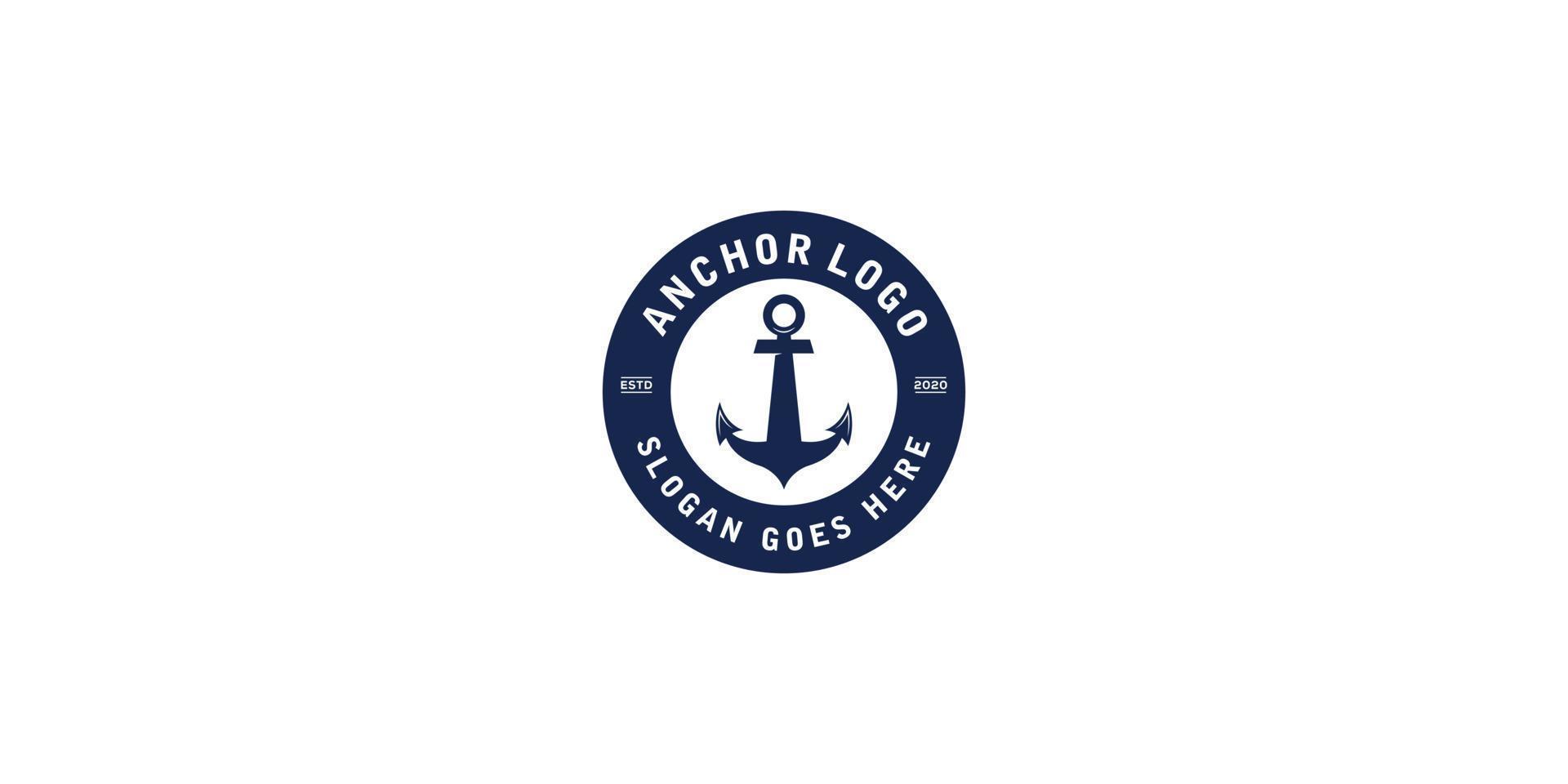 Anchor nautical marine circle seal logo design vector