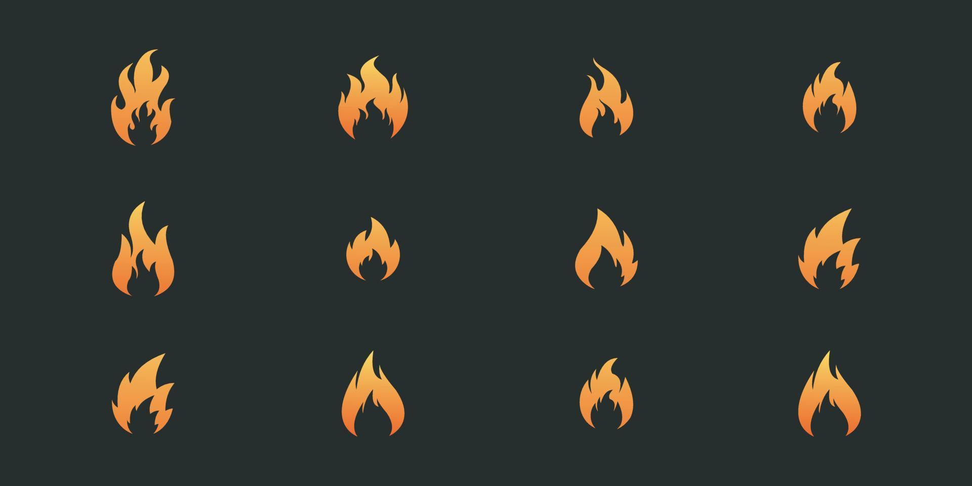 set of fire logo vector design template