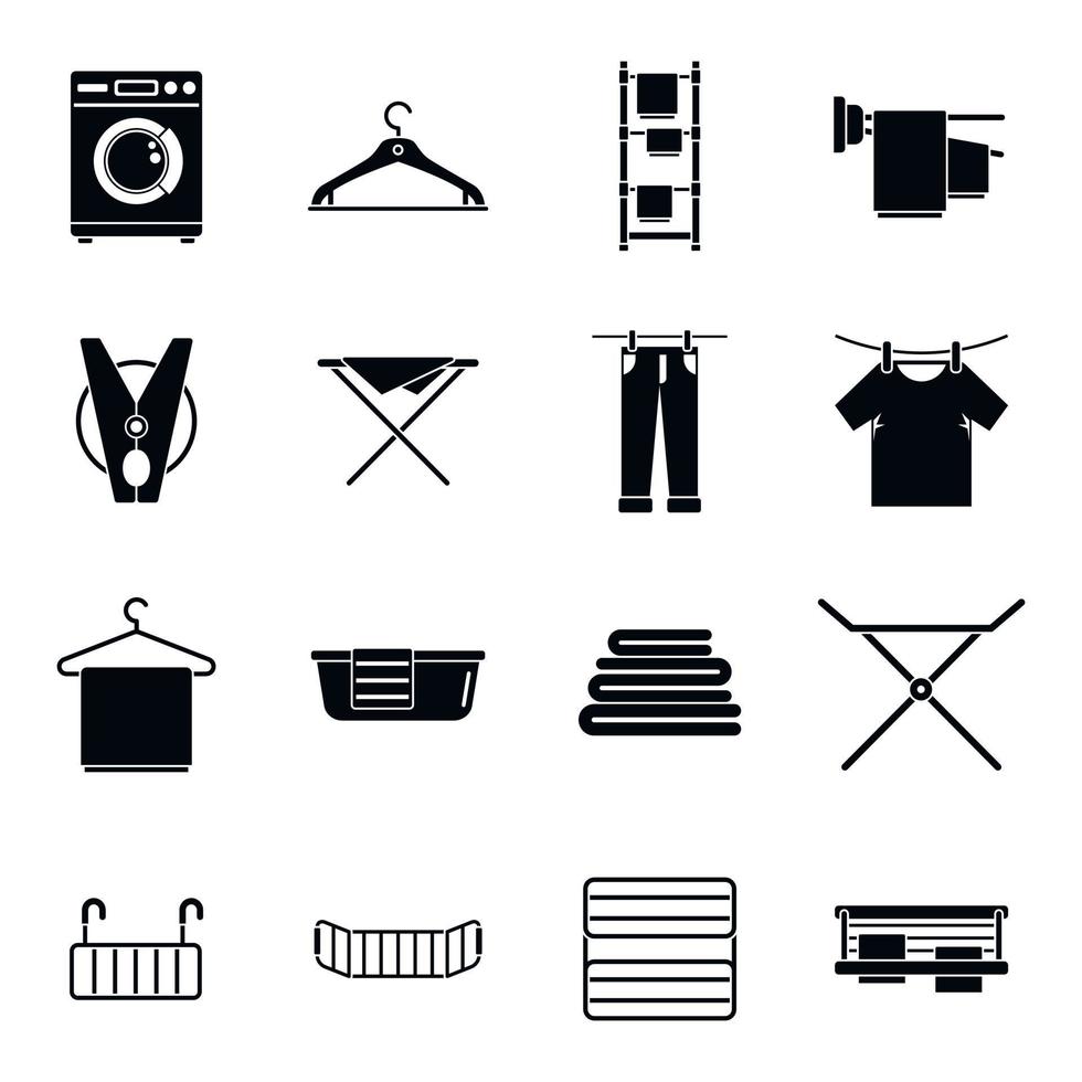 Tumble dryer clothes icons set, simple style vector