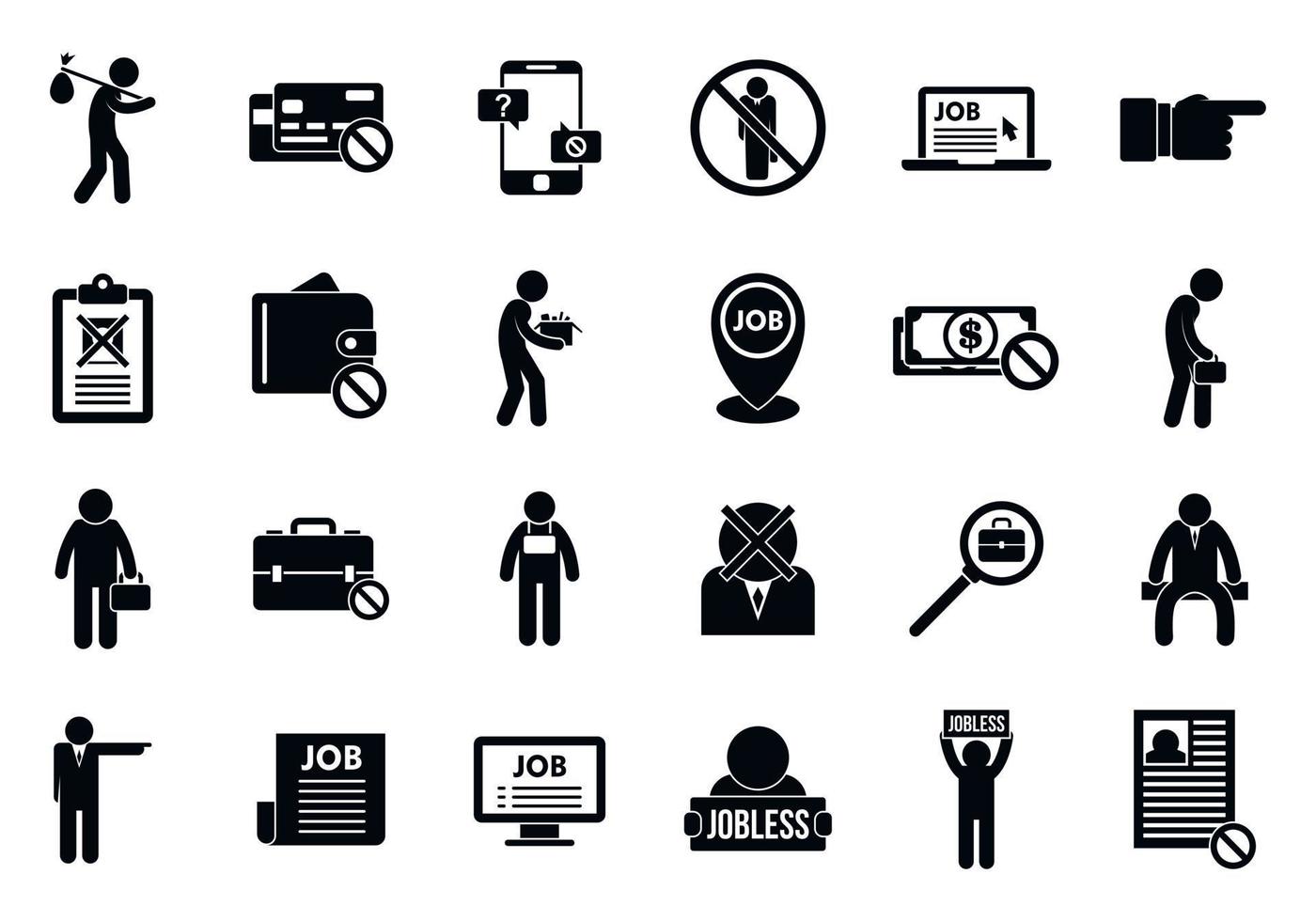 Jobless icons set, simple style vector