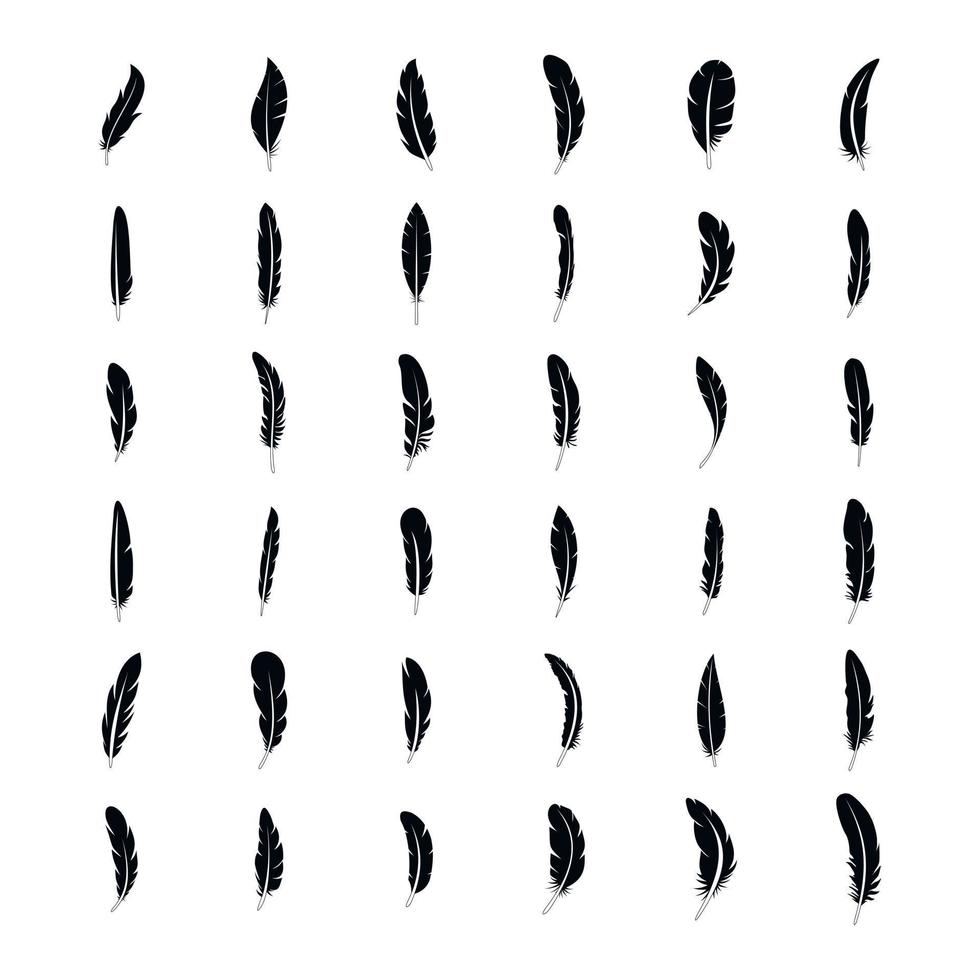 Ink feather icon set, simple style vector