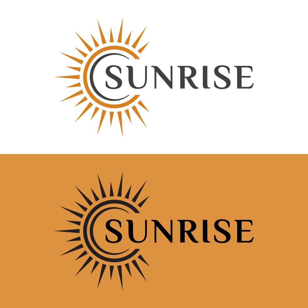 sol brillante o amanecer, diseño de logotipo de brillo brillante de luz de bengala de puesta de sol para su marca comercial vector