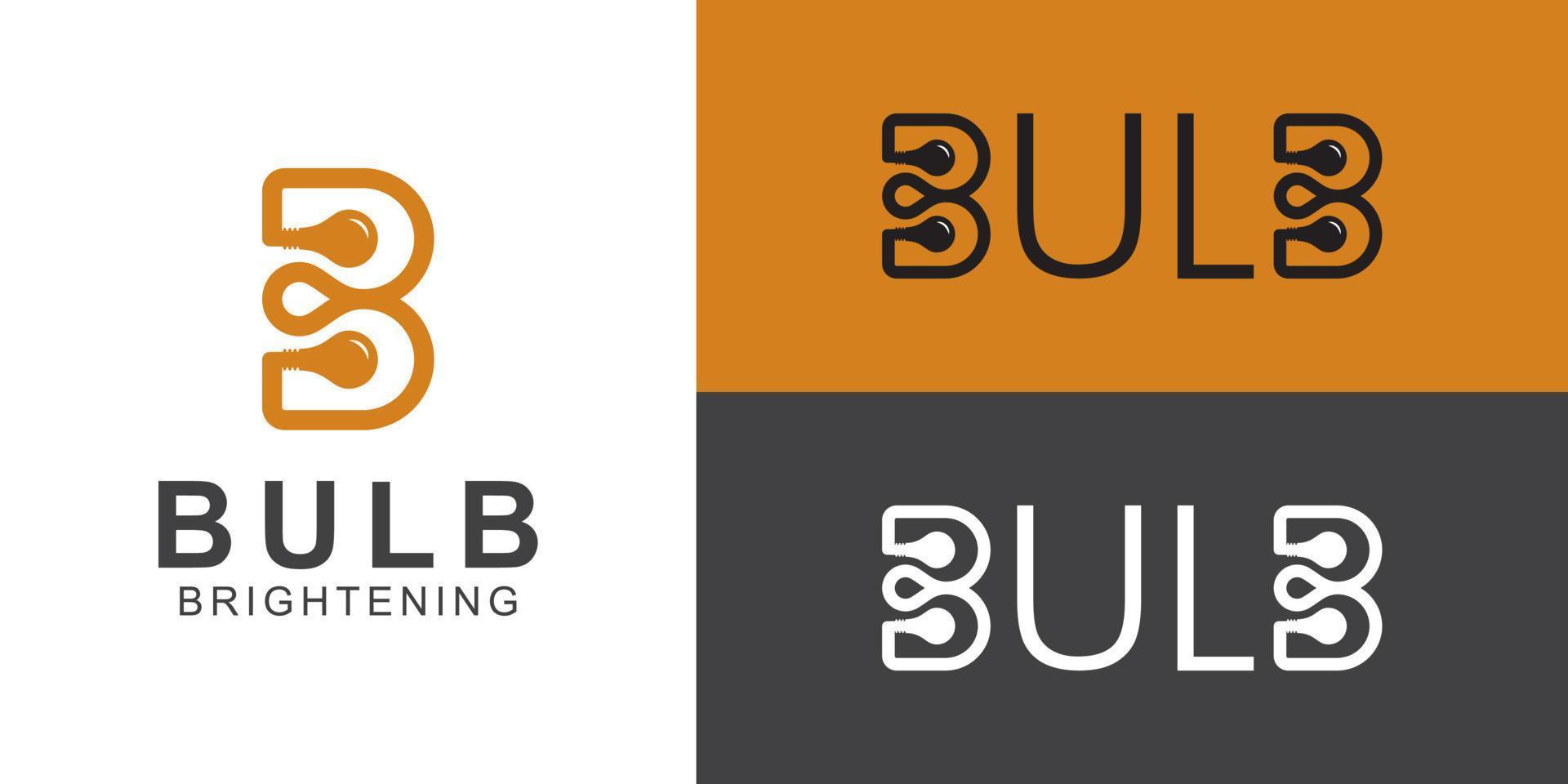 logotipos de ideas creativas de la letra b de la línea de arte con el icono del símbolo de la lámpara de bombilla para el diseño del logotipo de su marca vector