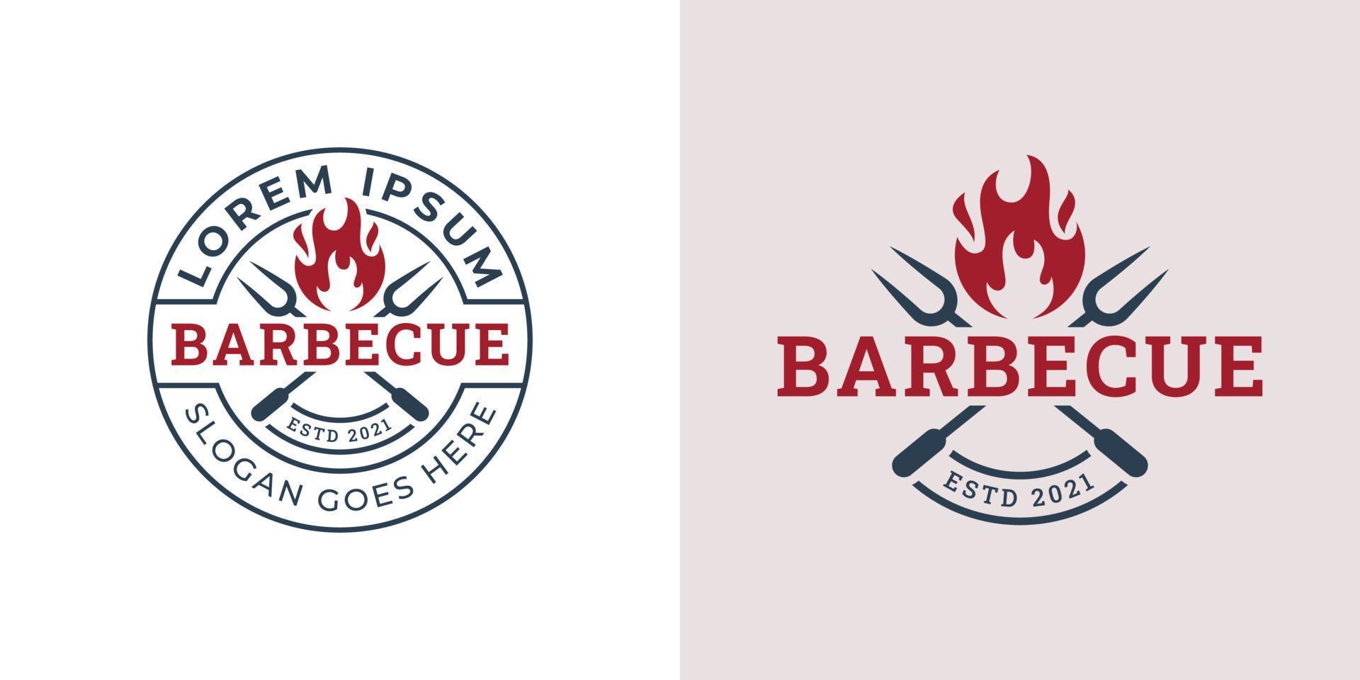 vector emblem with Vintage Retro style Rustic BBQ Grill, Barbecue, Barbeque Label Stamp Logo template