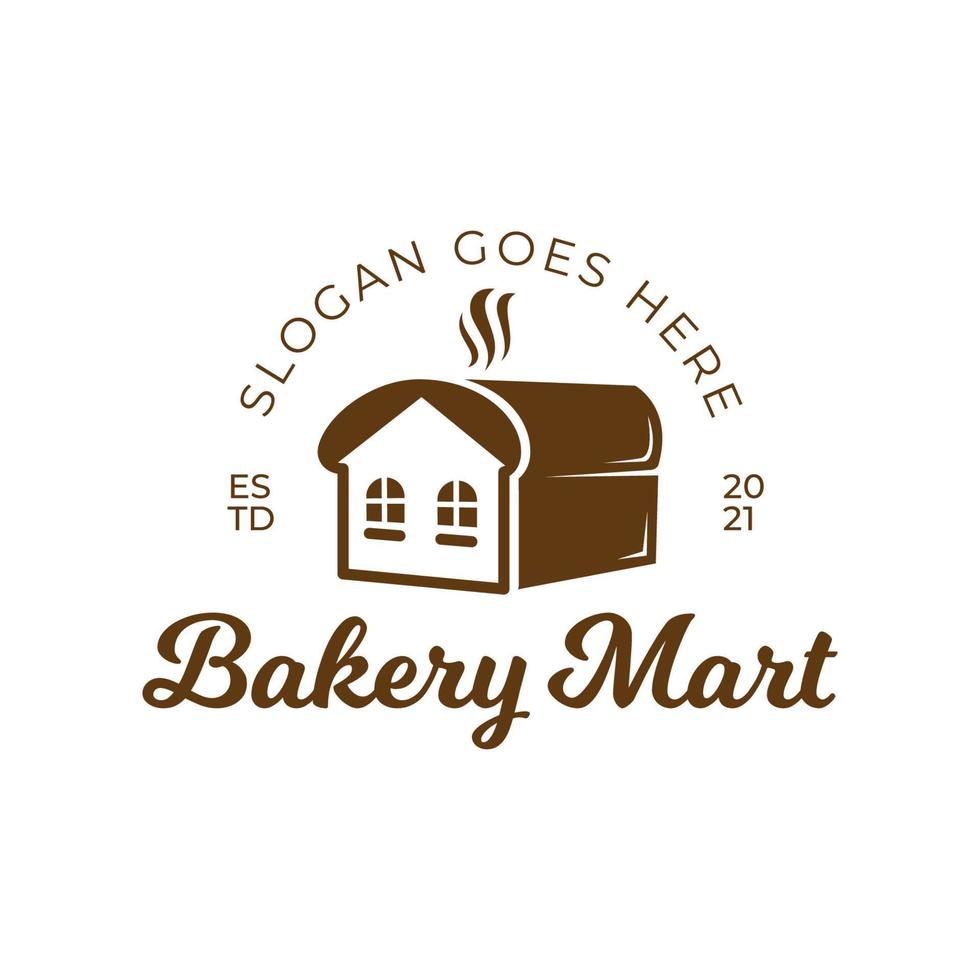 panadería de pan tostado con diseño de logotipo retro vintage de house mart market vector