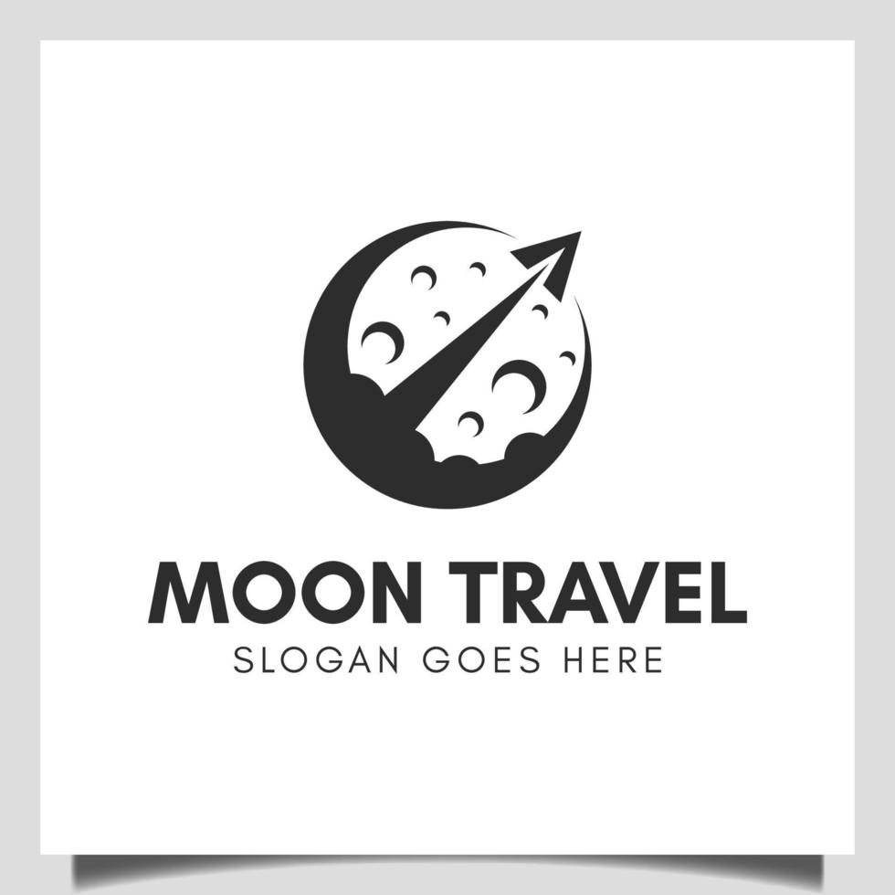 diseño de vector de logotipo de lanzamiento de luna de cohete empresarial para ciencia astronomía, astronauta, plantilla de logotipo de agencia de viajes