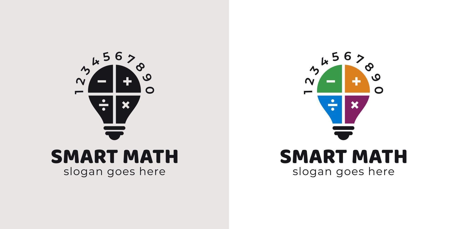 smart math or mathematics logo with Light Bulb Pi Numeric vector icon template