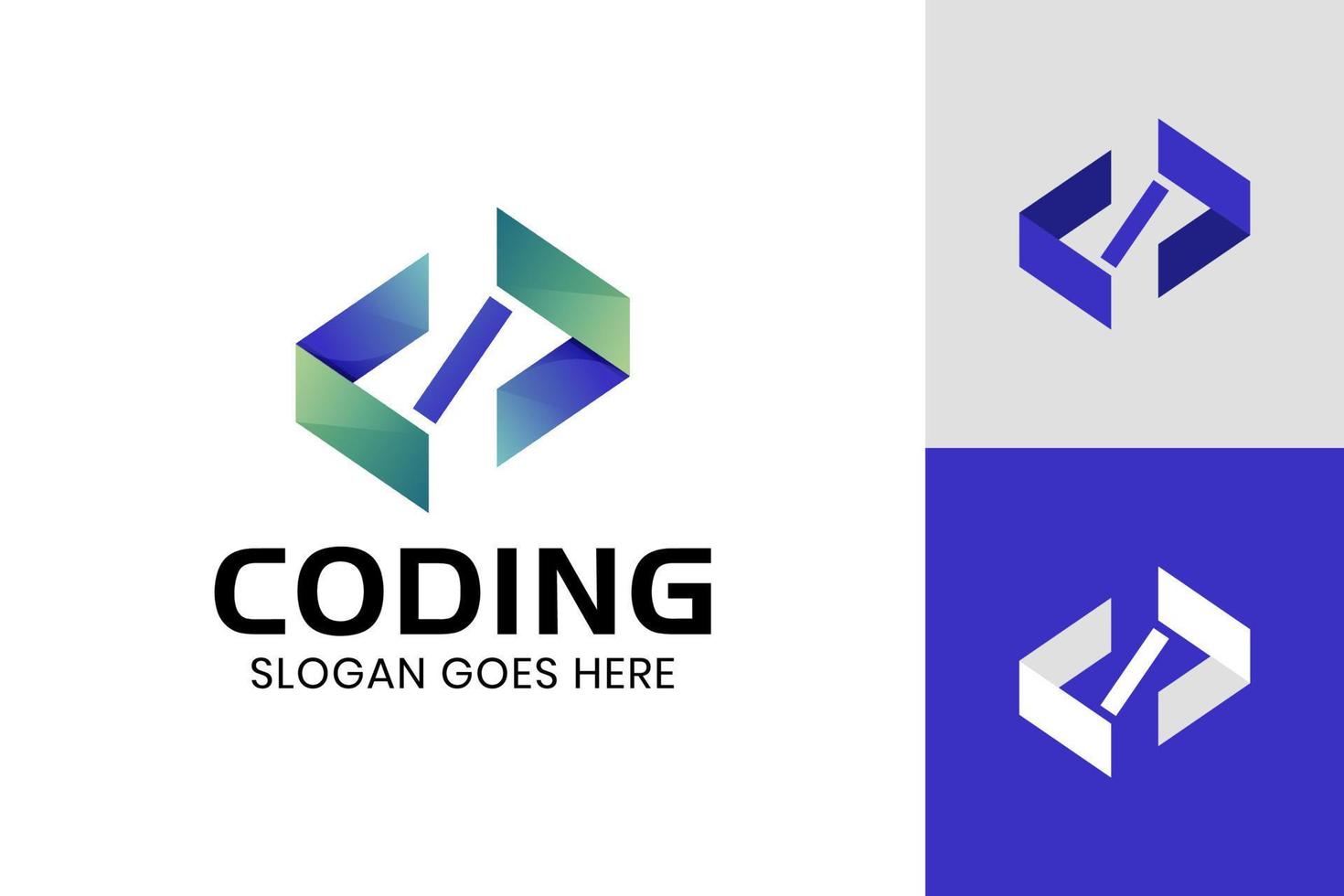 modern logos of code for coding, programming gradient logo template vector