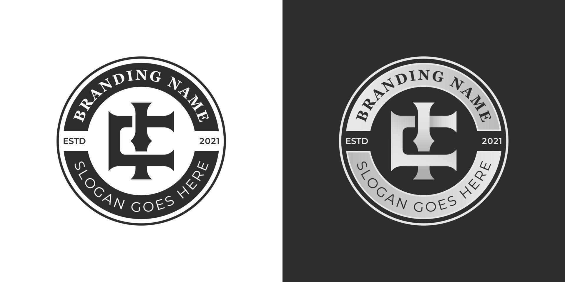 vintage retro emblem, badge with initial letter C, Ci elegant logo for your brand identity vector
