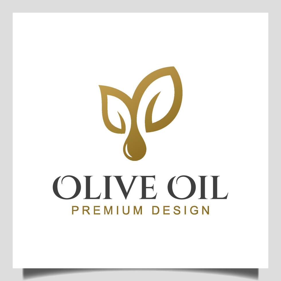 gota de rama de aceite de oliva de planta de naturaleza elegante para alimentos saludables, productos de belleza, diseño de icono de logotipo de aceite orgánico vector