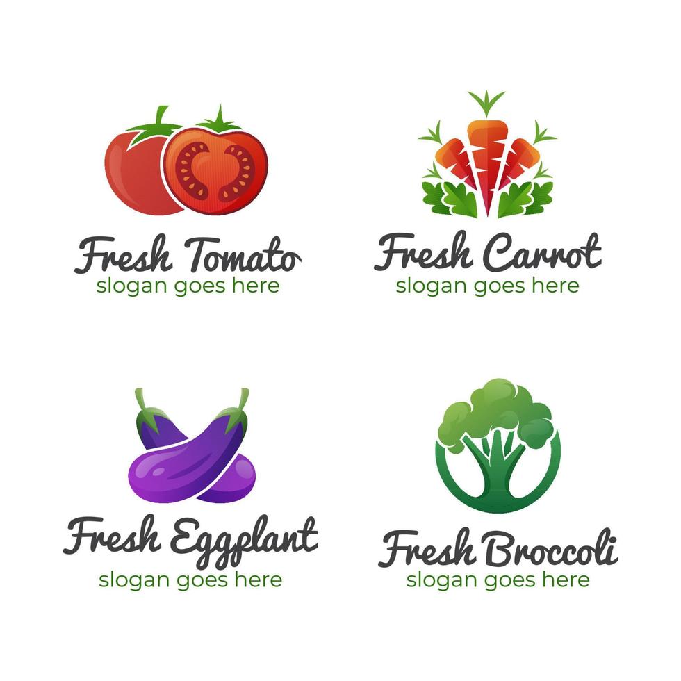 logotipos de alimentos saludables de frutas y verduras frescas logotipos, etiquetas e íconos de verduras vector