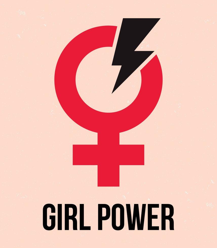 Poster with female gender symbol and motivational text Girl Power. Vector illustration with feminist quote. Stylish print for poster, card or t-shirt