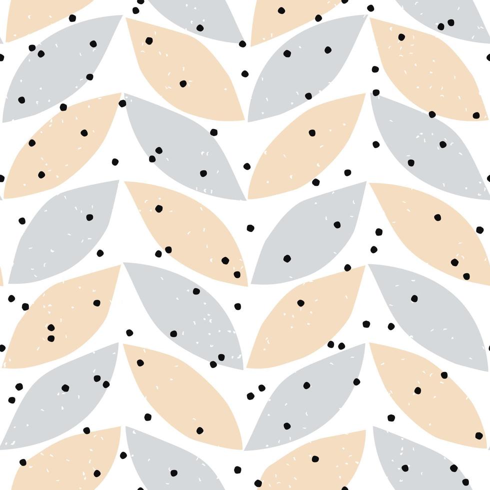 Simple seamless pattern with hand drawn geometric shape. Stamp textured background in nordic style. Abstract floral texture. Grunge vector illustration for print, design, fabric.
