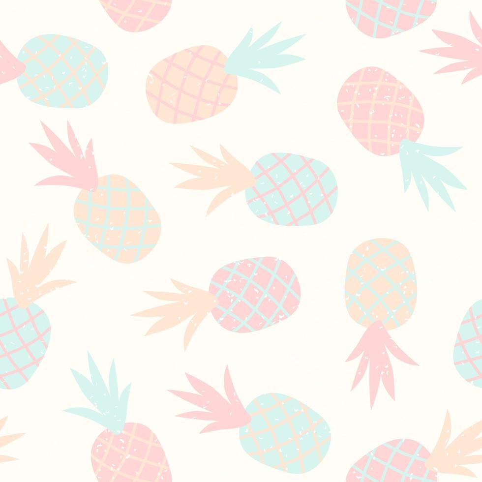 patrón sin costuras de piña pastel con adorno geométrico. fondo con estilo escandinavo. ilustración vectorial con piña linda dibujada a mano vector