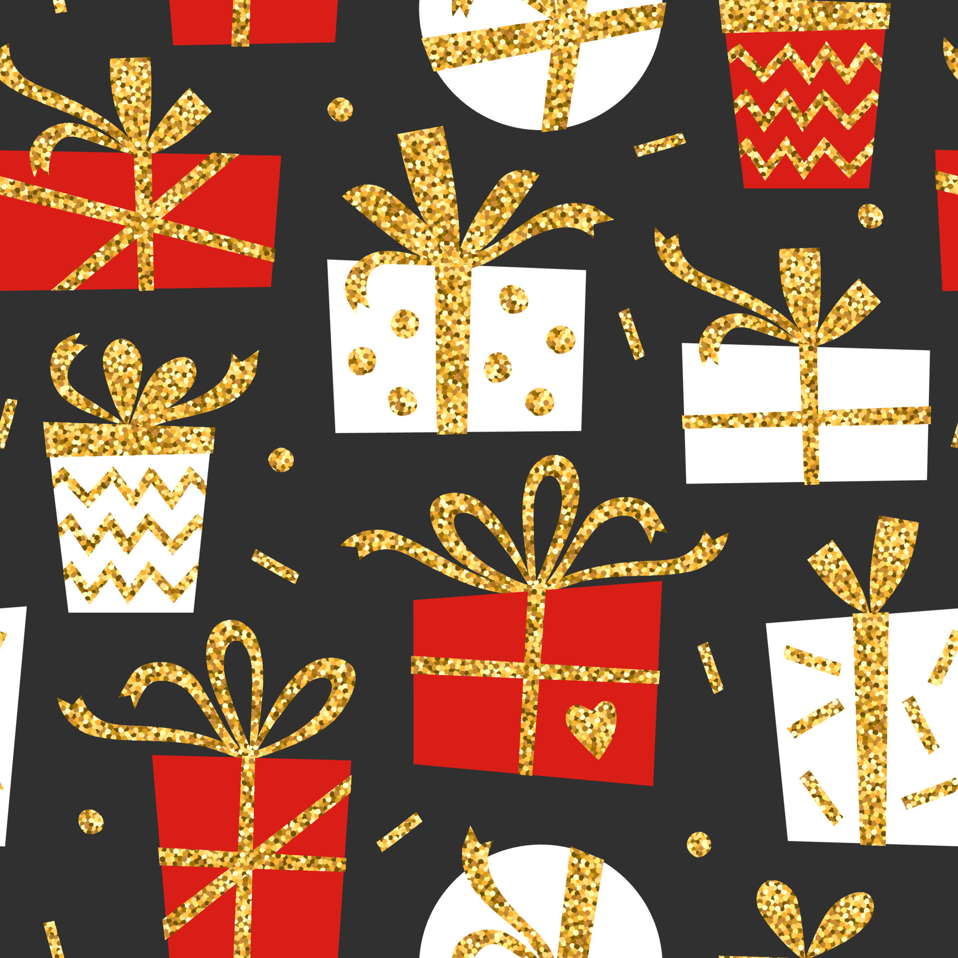 Premium Vector  Seamless dark pattern with golden line gift boxes wrapping  paper design