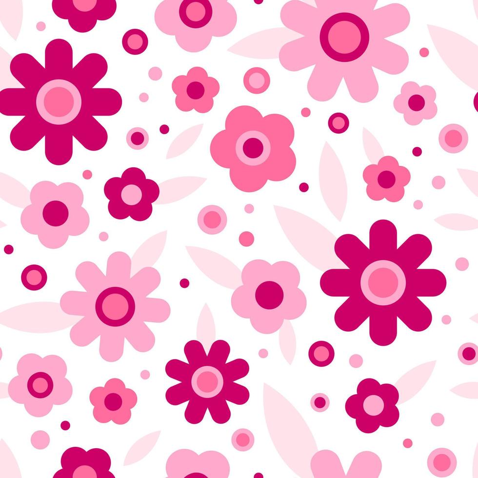 Floral seamless pattern in pink color. Abstract simple background