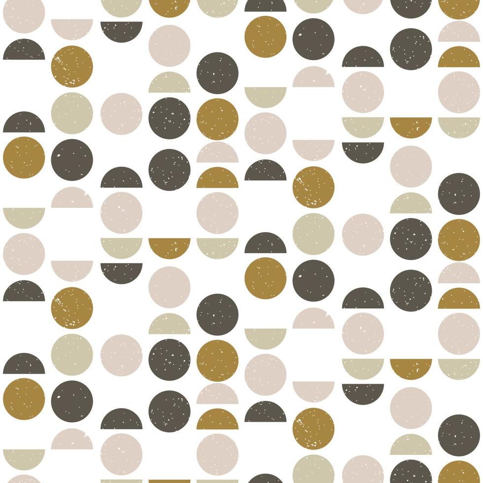 Abstract seamless geometric pattern with circles and semicircles in scandinavian style. Modern background. Vector wallpaper.