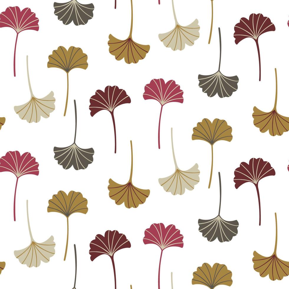 Modern seamless pattern with ginkgo leaves. Autumn background. Good for printing. Vector wallpaper.