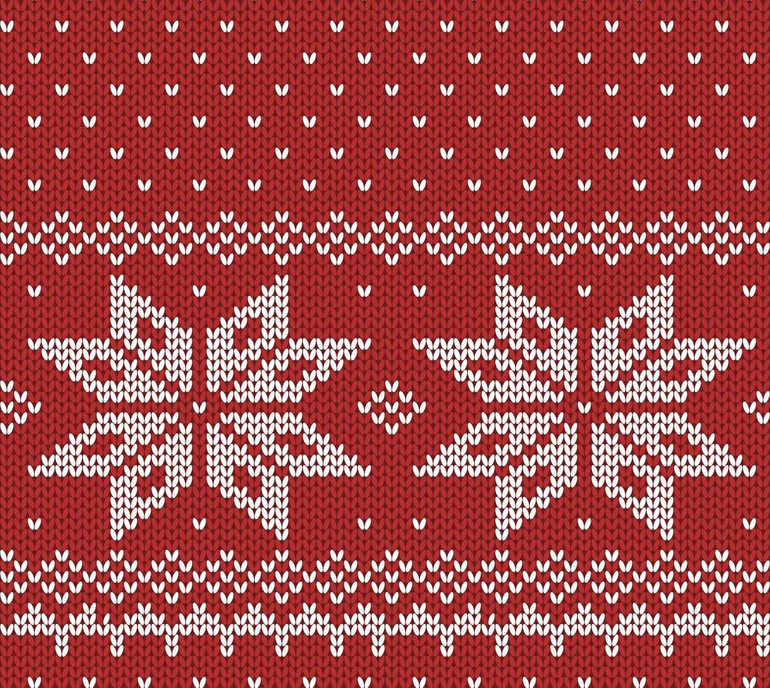 Norway festive red sweater texture. Fair Isle Design. Vector seamless knitting pattern.
