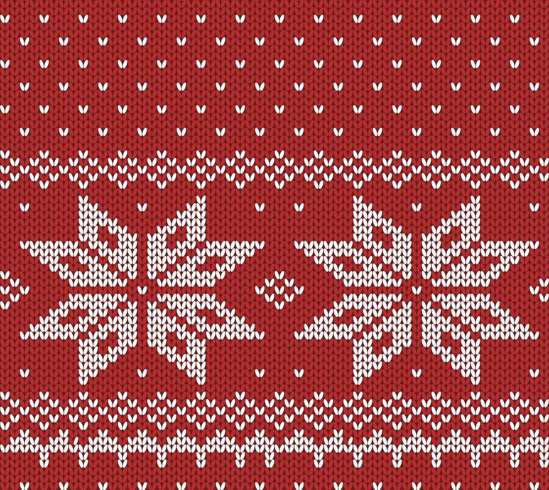 Norway festive red sweater texture. Fair Isle Design. Vector seamless knitting pattern.