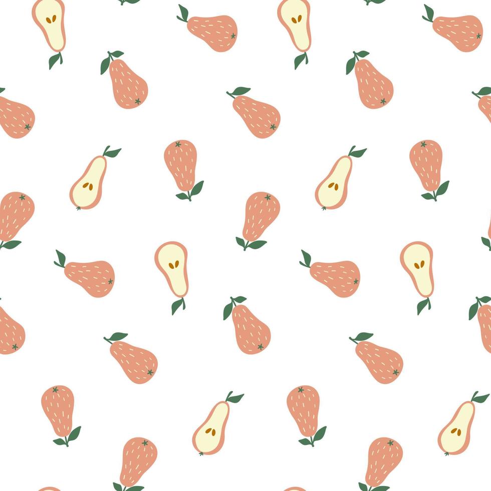 Hand drawn seamless pattern with Pears. Doodle style. Vector design template. Good for print.