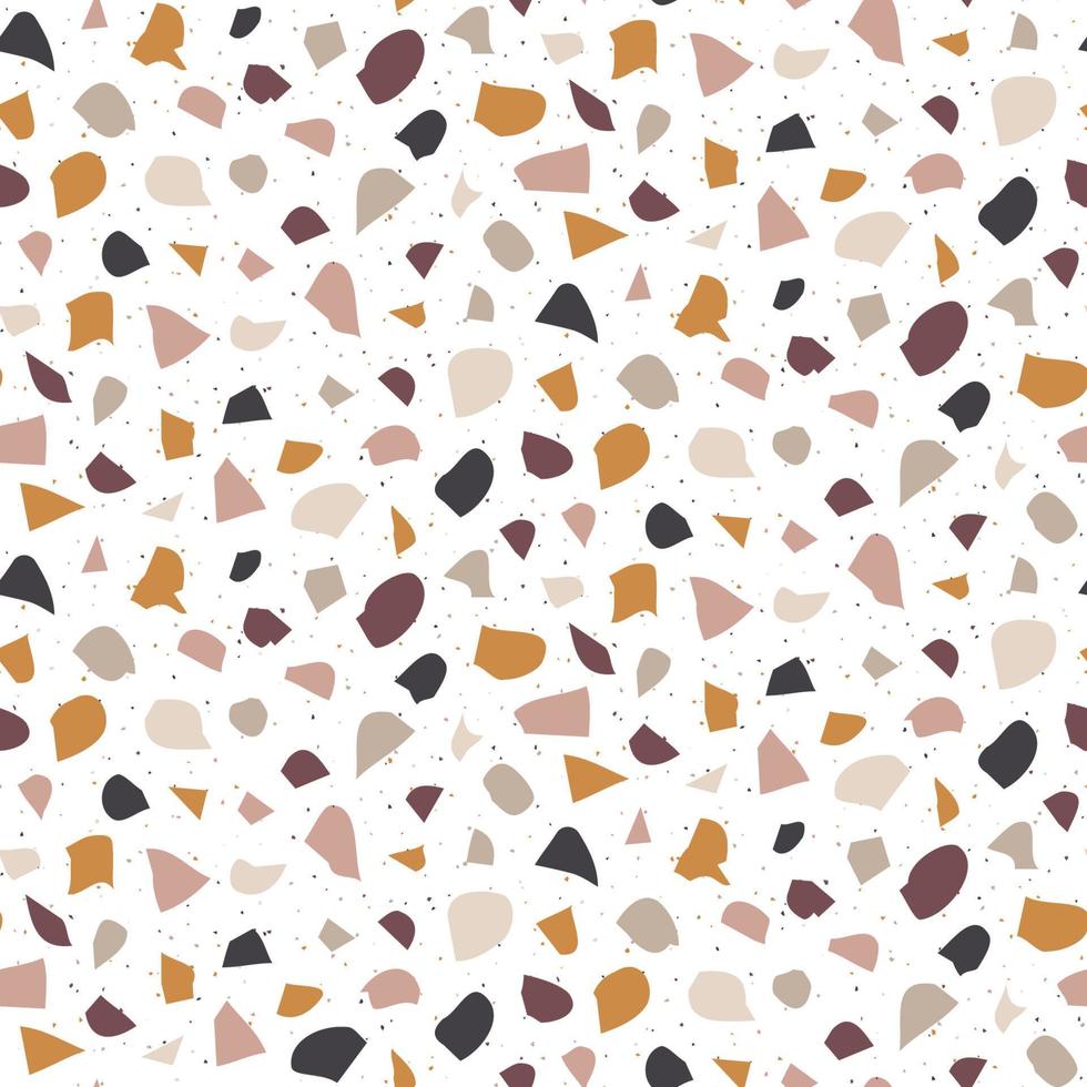 Terrazzo seamless pattern. Abstract background with chaotic stains. Vector wallpaper.