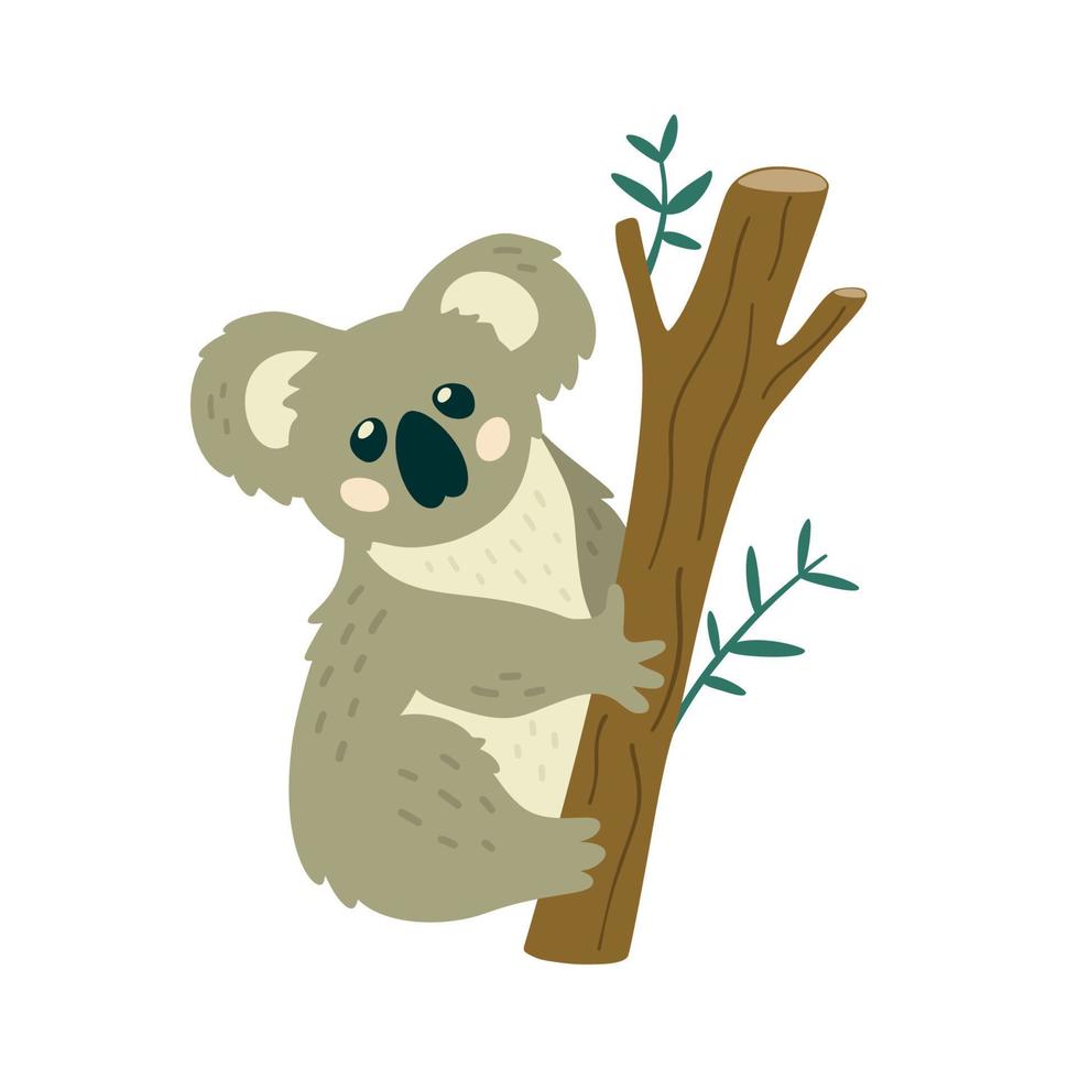 lindo oso koala sentado en el árbol. niños creativos imprimen. ilustración vectorial vector