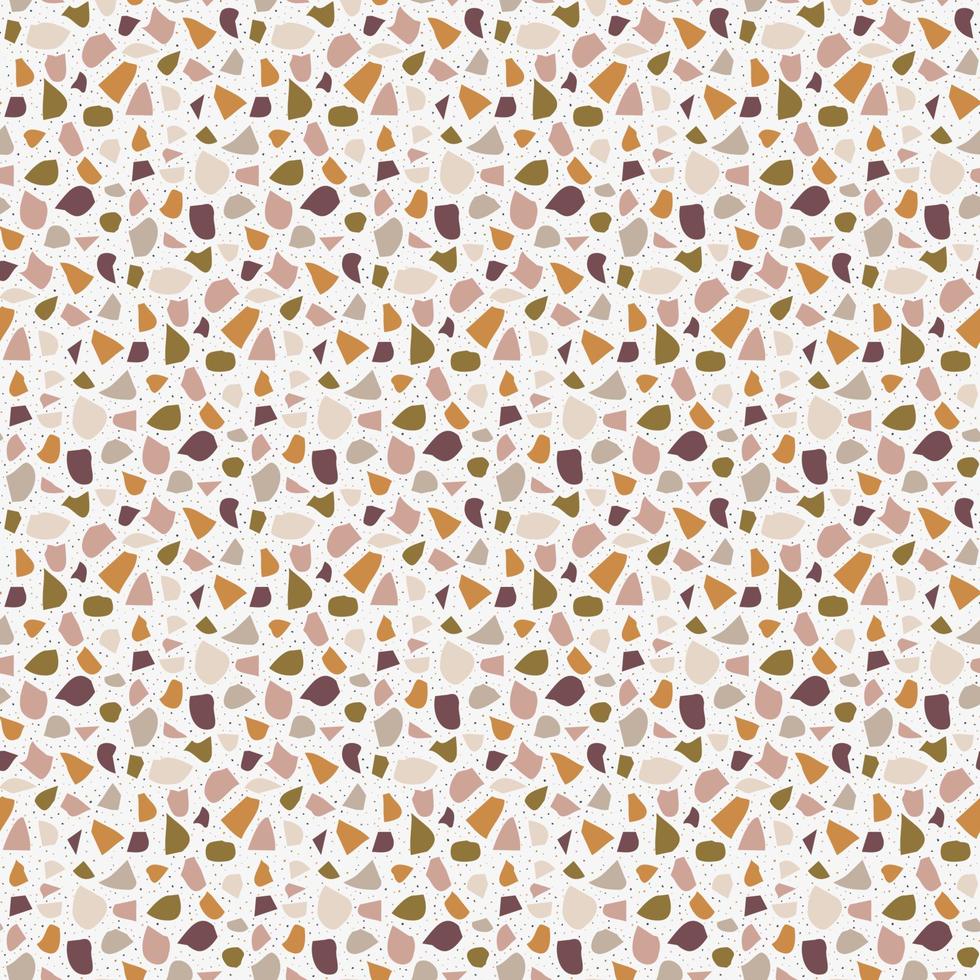 Terrazzo seamless pattern. Abstract background with chaotic stains. Vector repeating wallpaper.