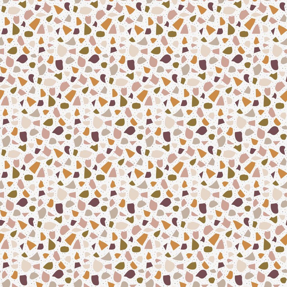 Terrazzo seamless pattern. Abstract background with chaotic stains. Vector repeating wallpaper.