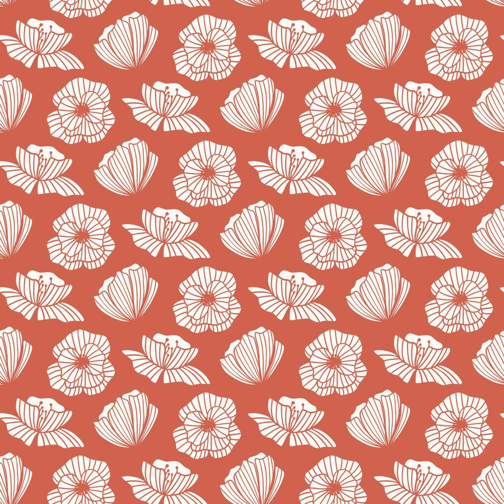 Seamless pattern with Poppy flower. Floral background. Vector wallpaper. Good for fabric, textile, wrapping paper, packaging design.