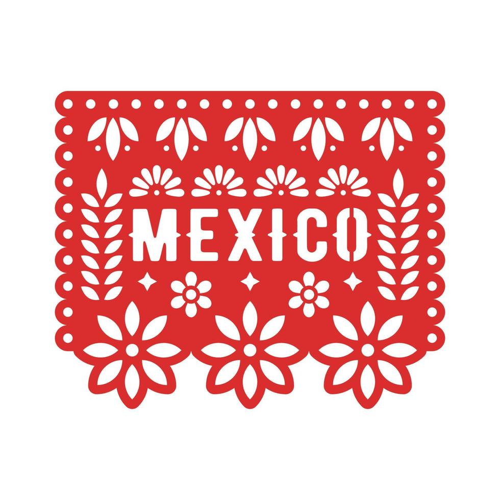 papel picado, adornos de papel mexicano para fiesta. recortar composiciones para guirnaldas de papel. diseño de plantilla vectorial. vector