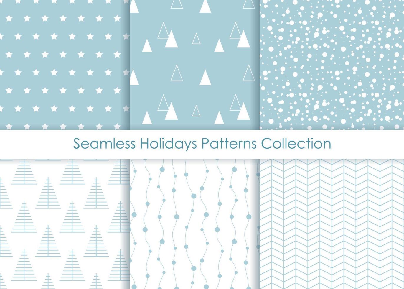 Minimalist seamless Holidays Prints Collection. Vector Christmas and New Year repetitive pattern set.