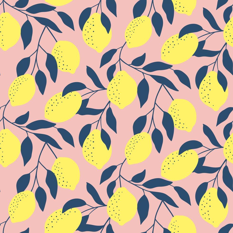 dibujado a mano de patrones sin fisuras con limones frescos. colorido fondo de pantalla de verano. colección de cítricos. fondo vectorial bueno para imprimir. vector