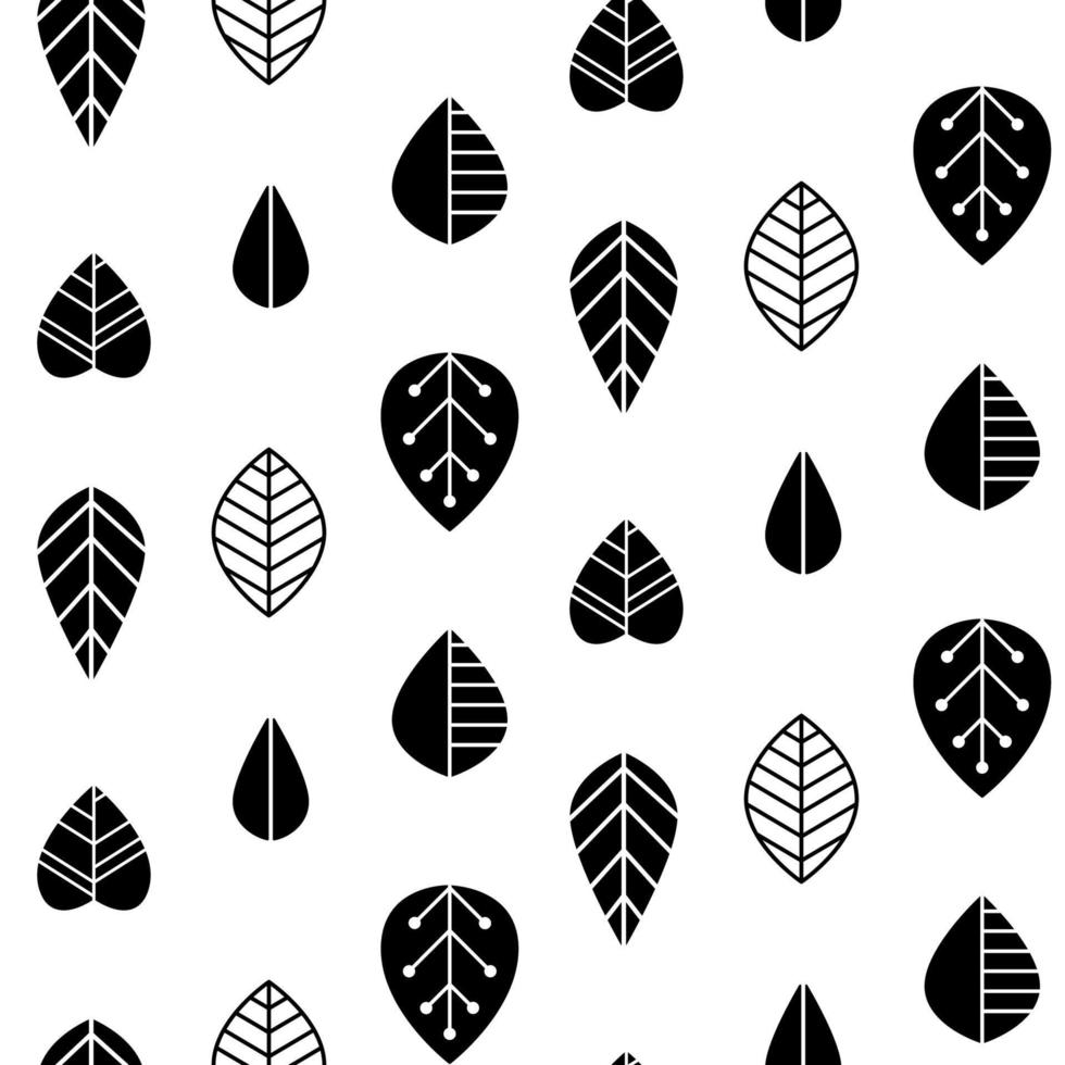 Folk art  seamless pattern with decorative leaves. Good for print. Scandinavian style. Vector illustration.