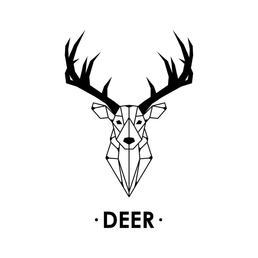 Geometric Deer illustration isolated on white background. Vector animal emblem.