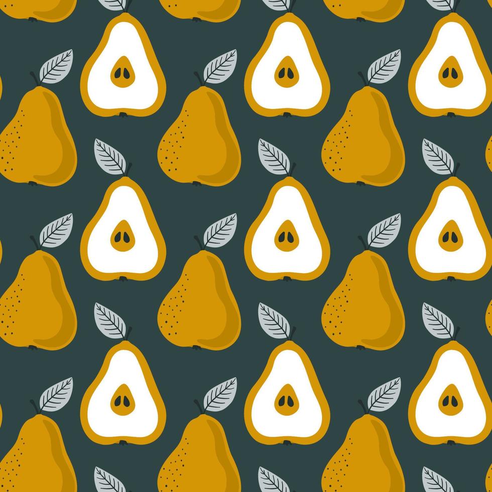 Trendy seamless pear pattern. Repetitive simple vector background with fruits.